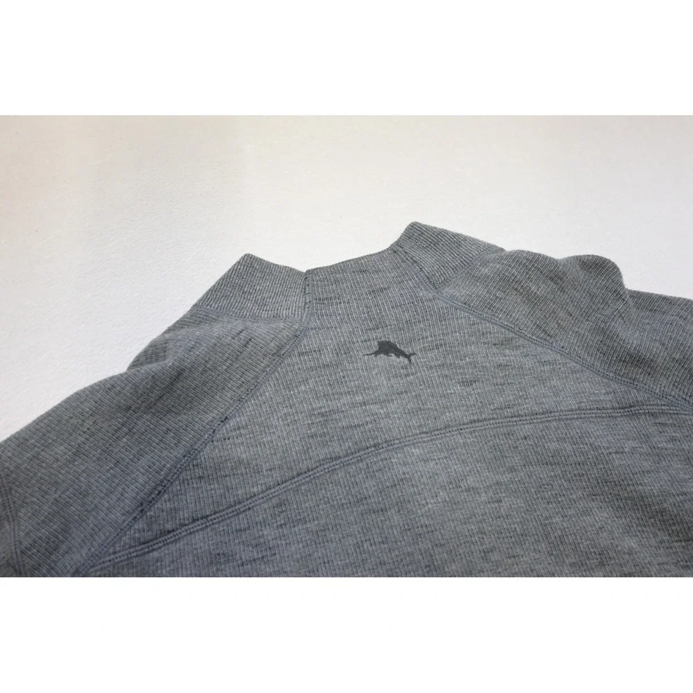 Tommy Bahama Quarter‎ Zip Pullover Mens XL-2XL Gray Marled Knit Reversible